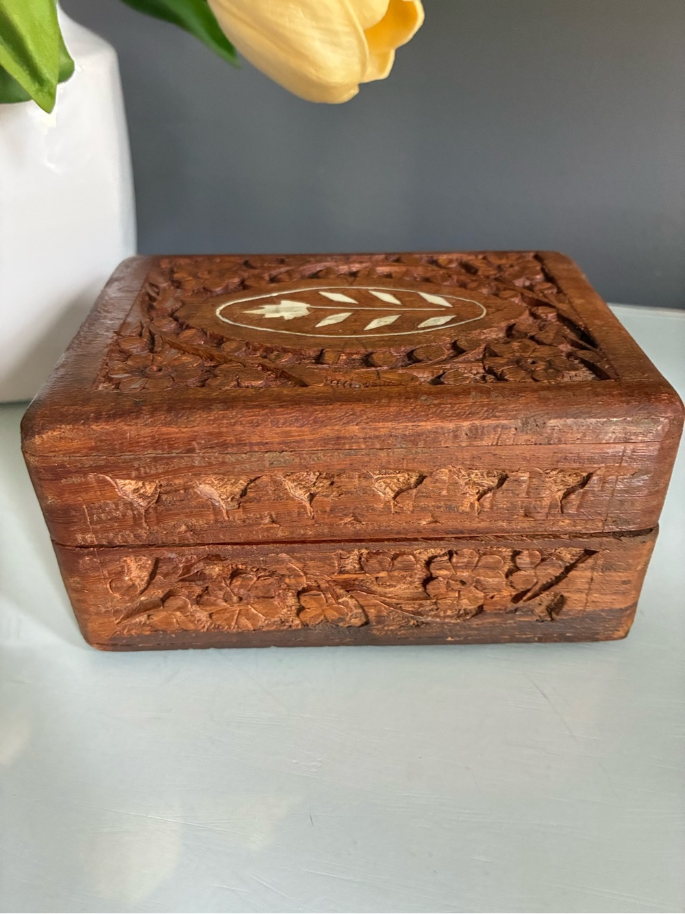 Vintage Carved Wood Box